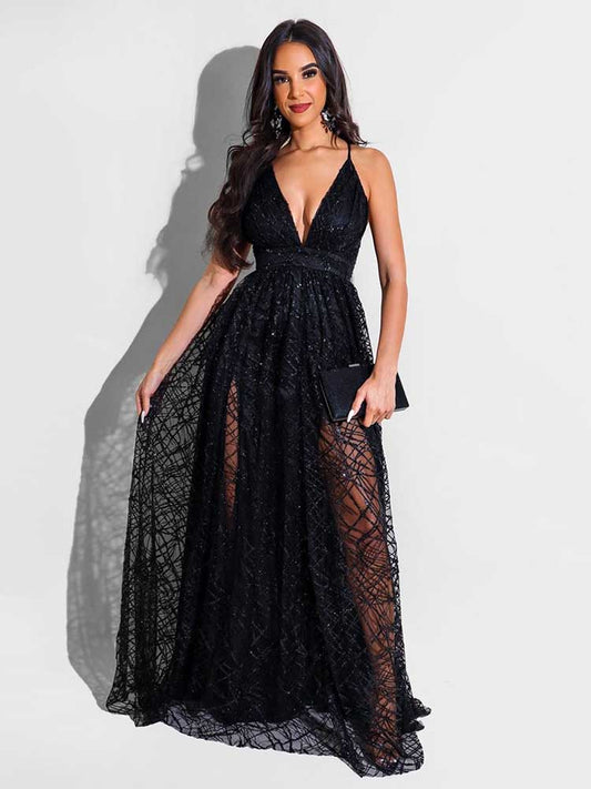 Backless Spaghetti Strap Mesh Dress women's dress by vivmom