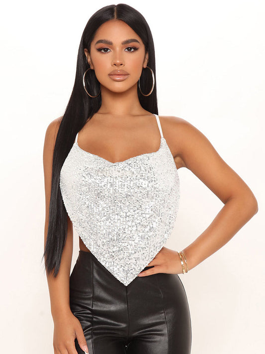 Sequin Backless Cami Top