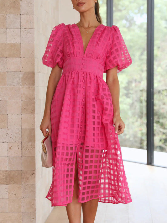 Women's Plaid V Midi Dresses women's mini dress