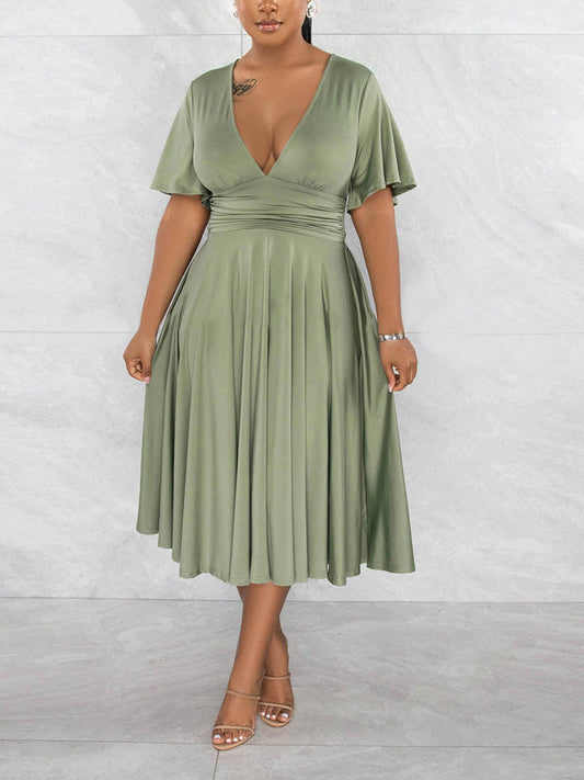 Women's Draped Midi Dress Midi Dresses women's mini dress