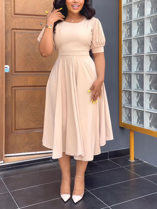 Women's Puff Sleeve Cut Midi Dresses women's mini dress