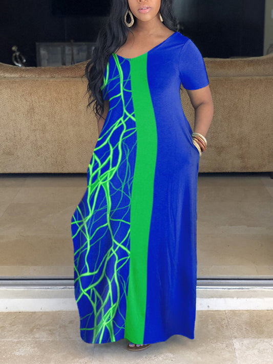 Colorful Loose Printed Maxi Dress women's dress by vivmom