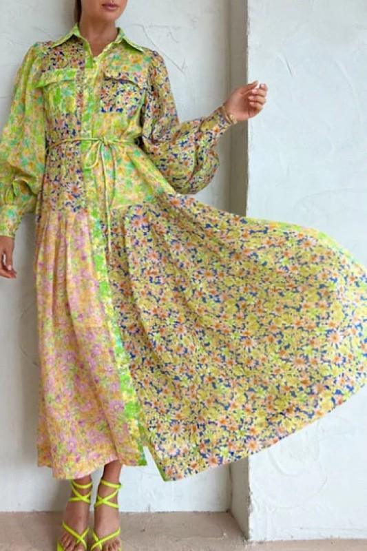 Floral long sleeve maxi dress women's dress by vivmom