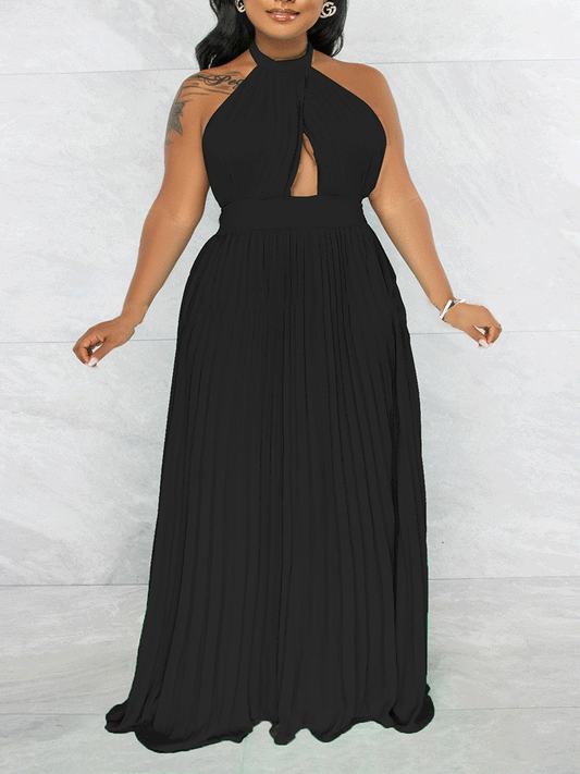 Halter Sleeveless Chiffon Maxi Dress women's dress by vivmom