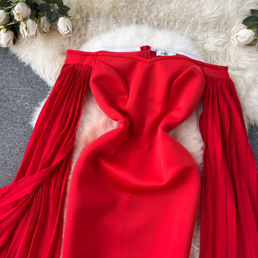 women's off the shoulder red party dress