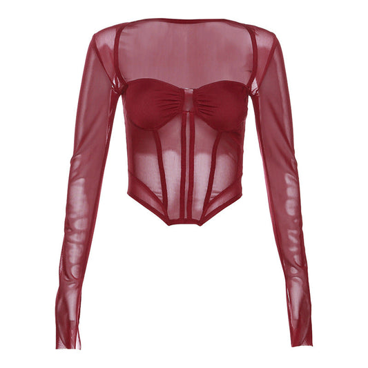 Christmas Sheer Corset Top