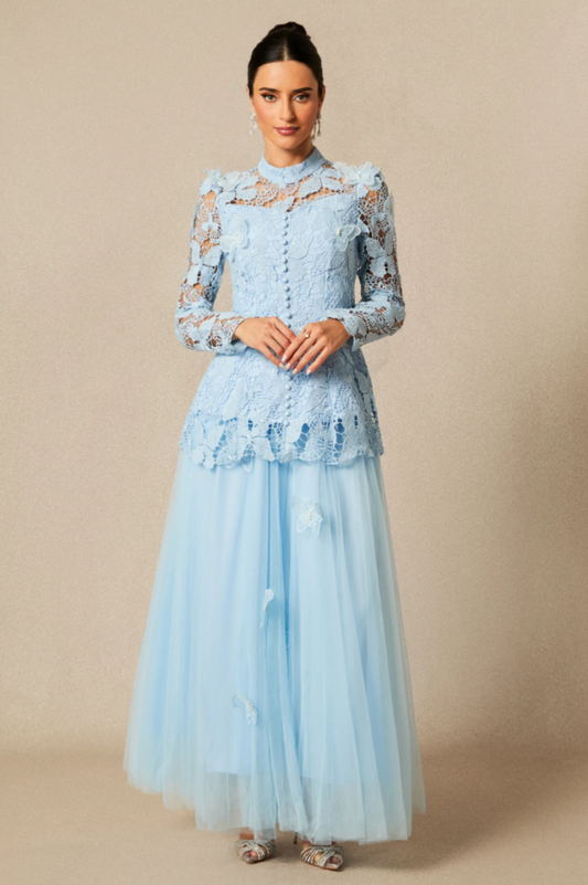 Elizabeth Butterfly Embroidered Lace Set | Dress In Beauty