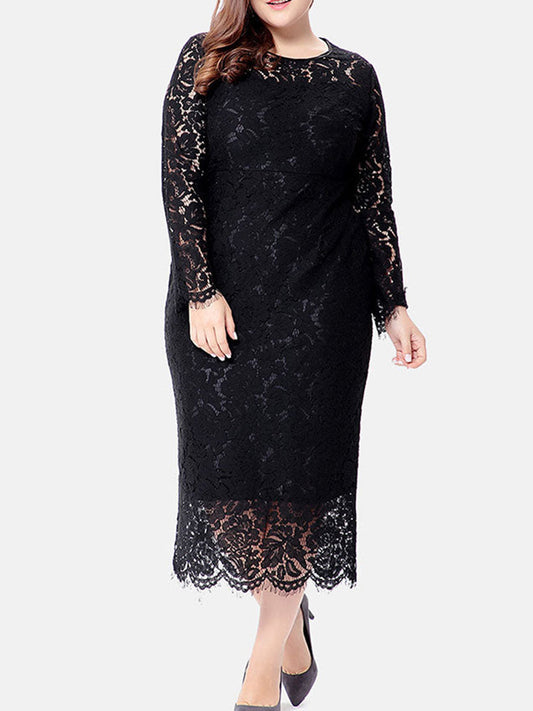 Elegant Long Sleeve Lace Maxi Dress women's dress by vivmom