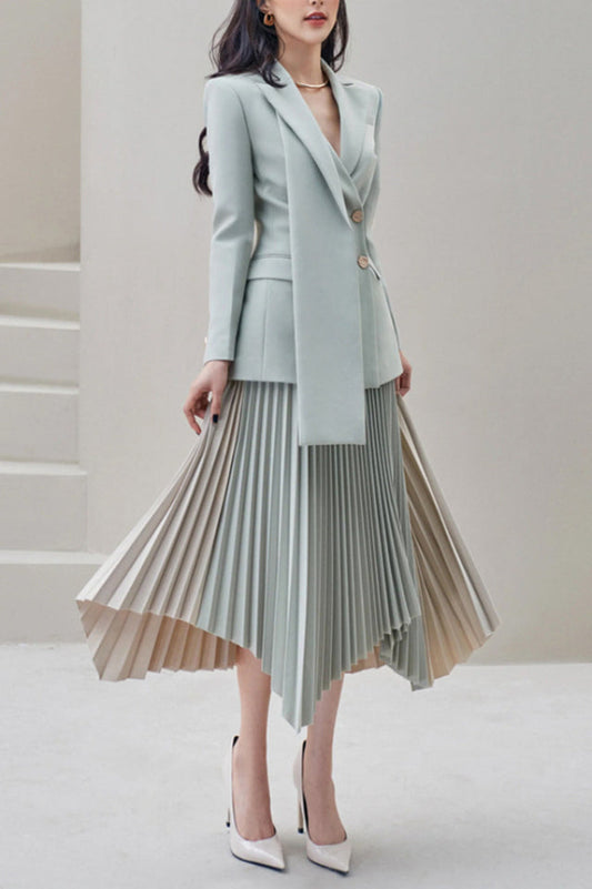 Blaire Gray Ruched Blazer Set | Dress In Beauty