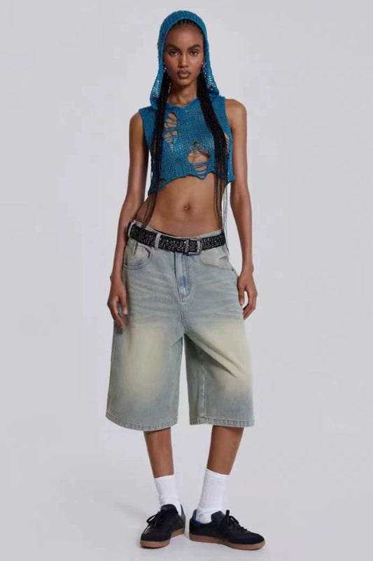 Light Wash Jumbo Jorts | Dress In Beauty