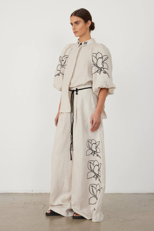 Lola Linen Embroidery Shirt + Pants Set | Dress In Beauty