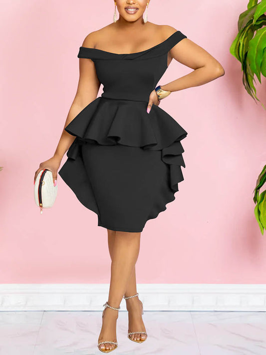 Women's Off Shoulder Ruffle Dresses Midi Dresses women's mini dress
