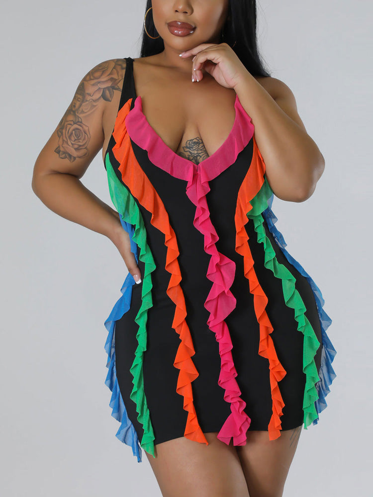 Women's nan Mini Dresses Black 2XL