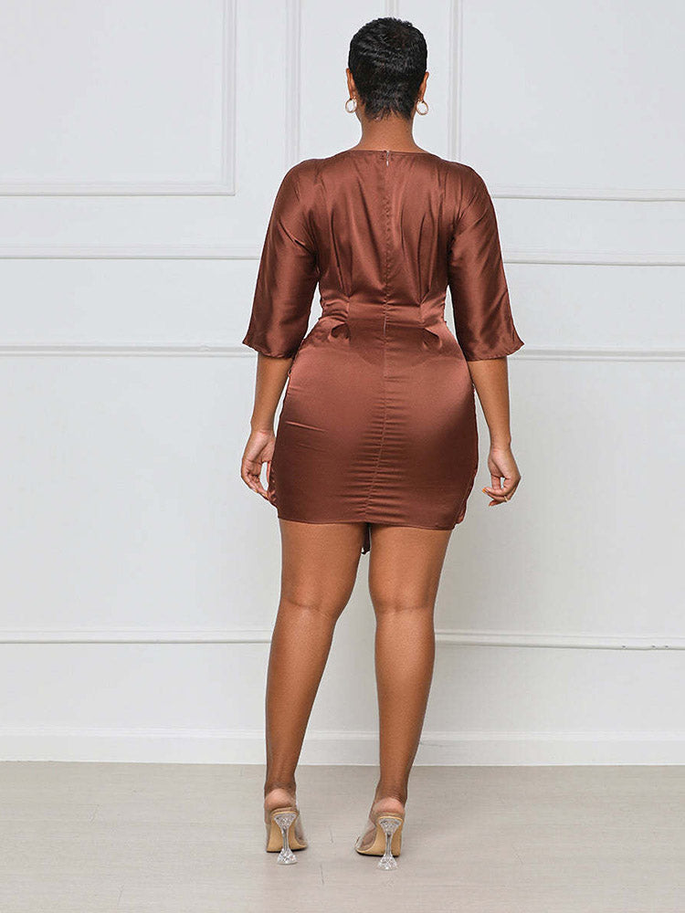 Women's nan Mini Dresses Brown 3XL