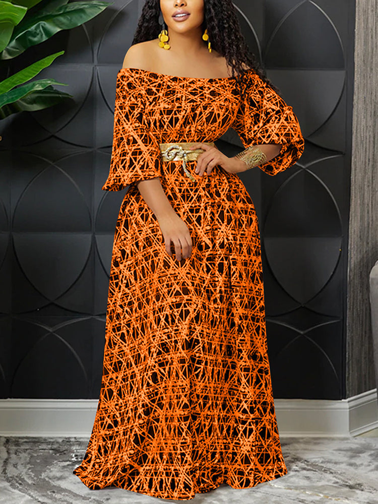 Casual Print Off Shoulder Dress women's dress by vivmom