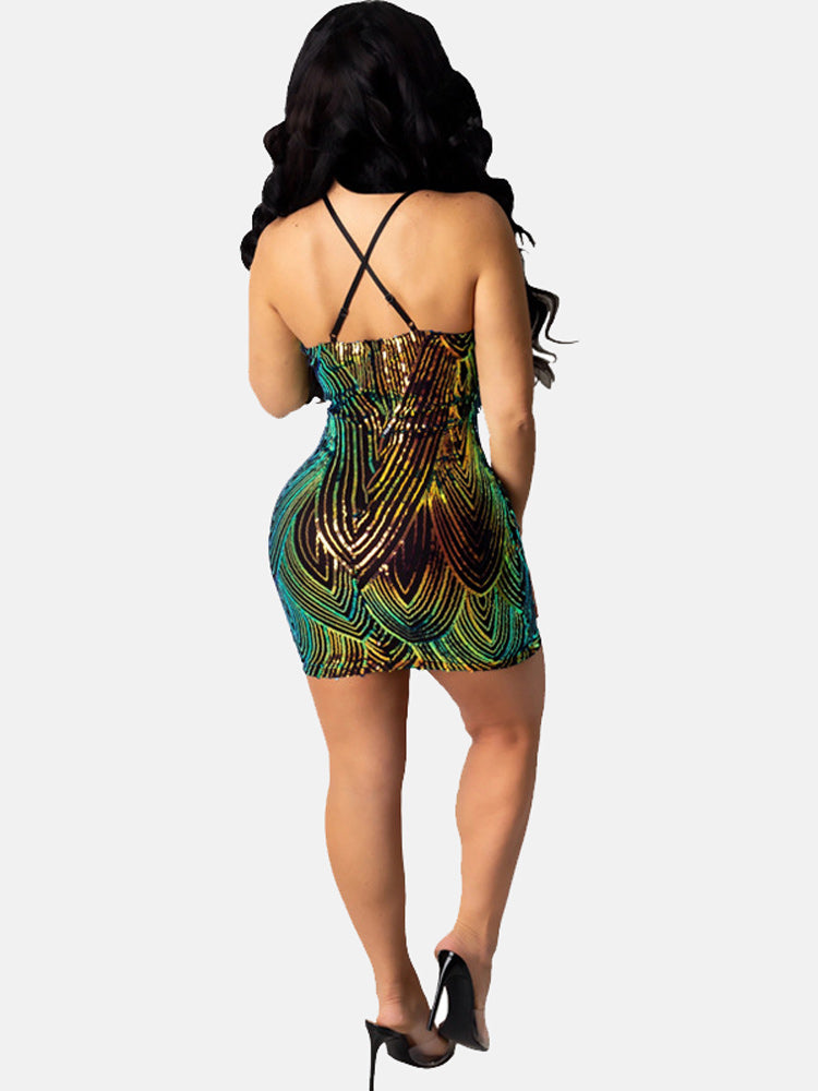 Women's nan Mini Dresses Black Green XL