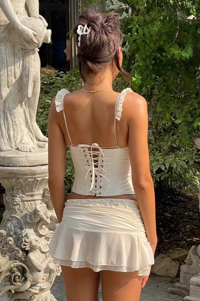 Amelia Corset Lace Up Ruffle Skirt Set | Dress In Beauty
