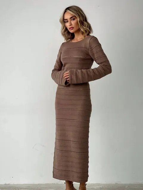 women's o neck long sleeveless bodycon dresses