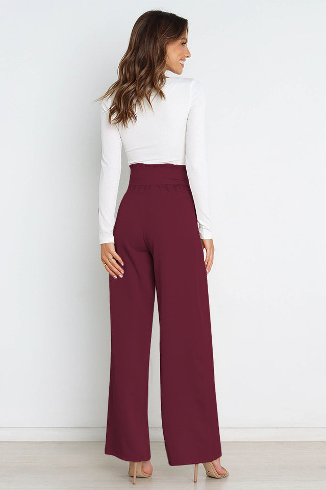 High Waist Belted Straight Leg Pants | Dress In Beauty