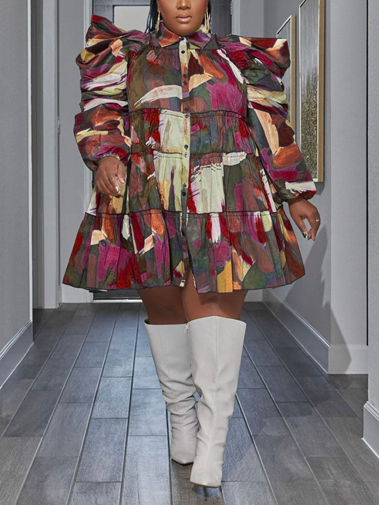 Women's nan Mini Dresses Multicolor 4XL