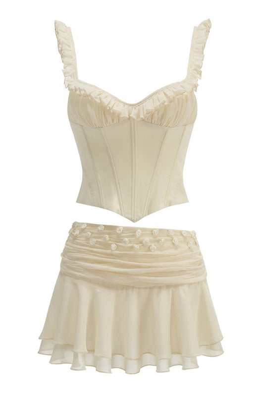 Amelia Corset Lace Up Ruffle Skirt Set | Dress In Beauty
