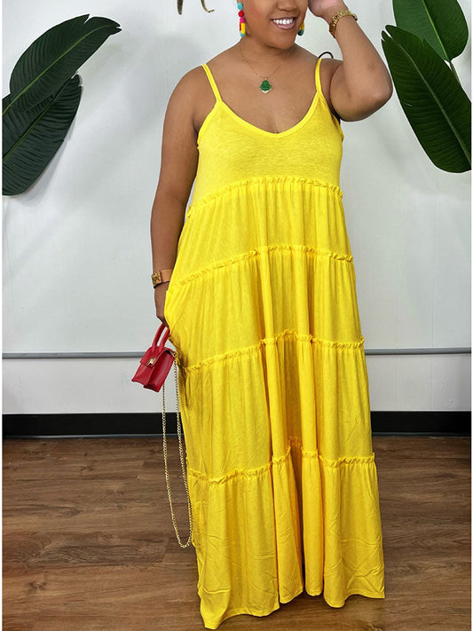 Women's Casual Solid Spaghetti Strap Dresses Dress