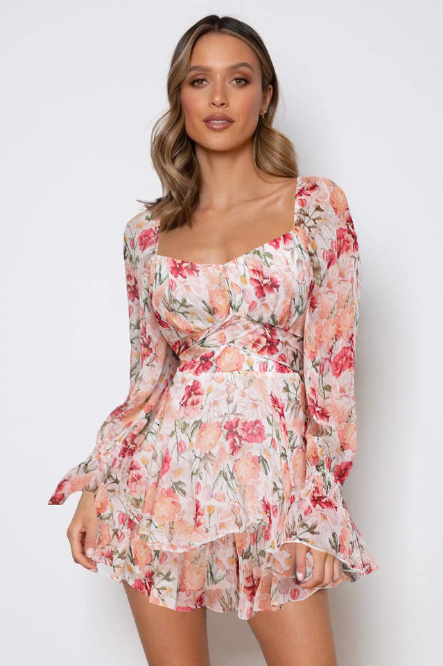 Flora Shirred Sleeves Romper | Dress In Beauty