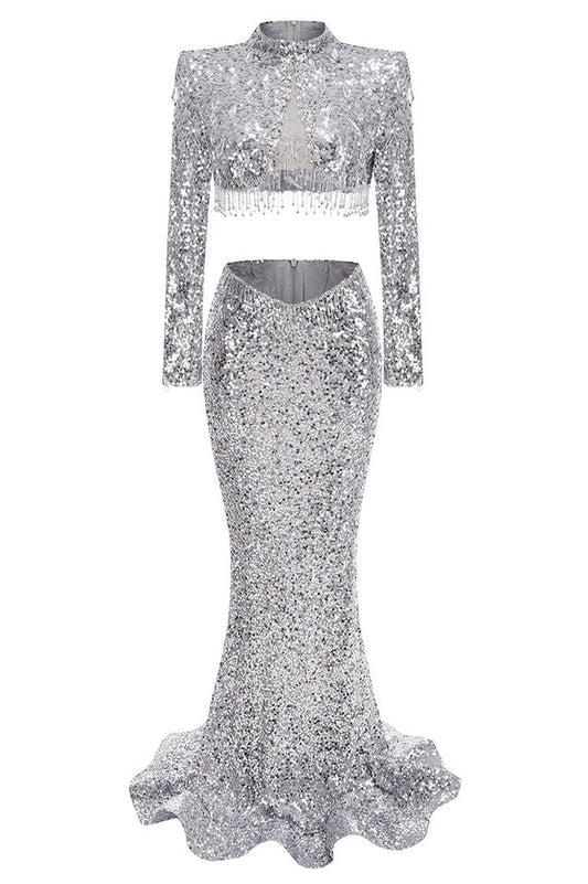 Crystal Sequin Two Piece Maxi Dress | Dress In Beauty