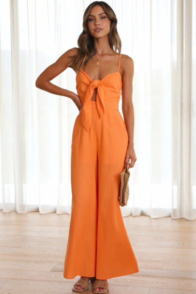 Knot Front Wide Leg Cami Jumpsuit | Dress In Beauty