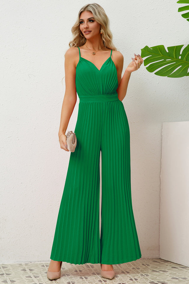 V Neck Pleated Jumpsuit | Dress In Beauty