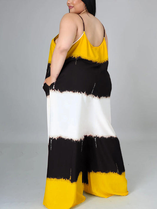 Women's Colorblock Spaghetti Strap Maxi Dress Dress