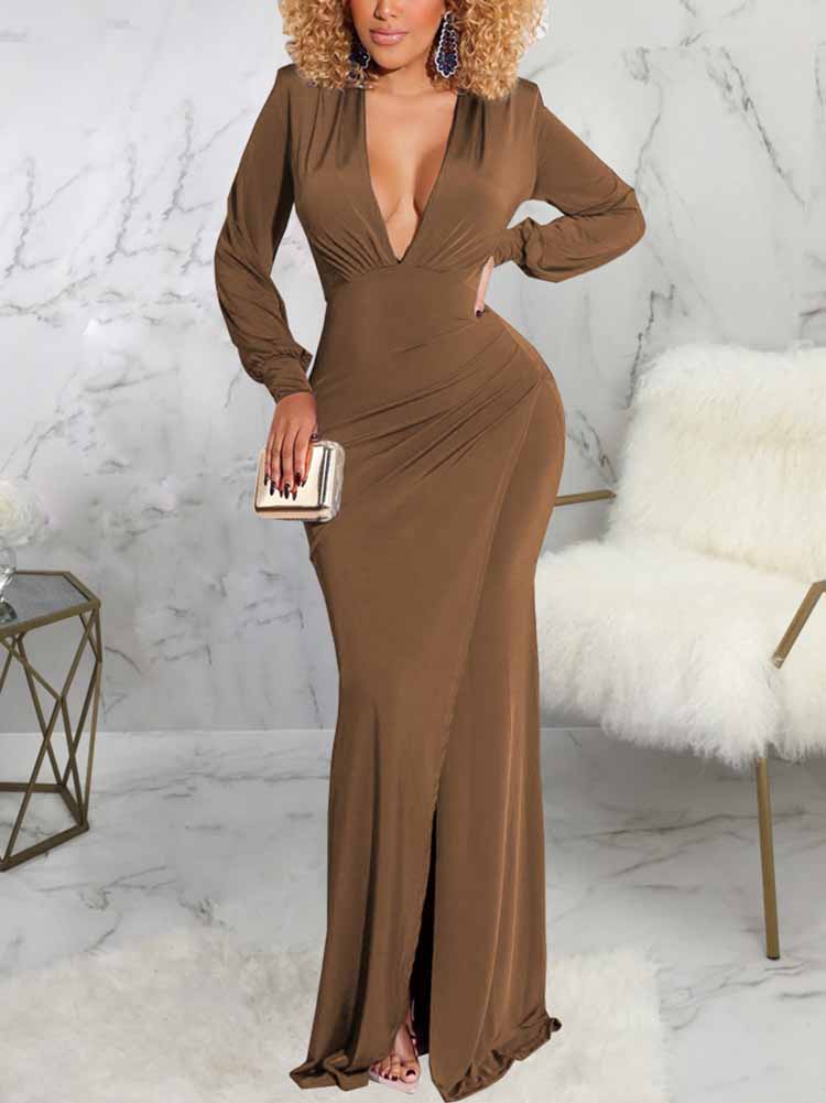 women's v neck side split bodycon dress bodycon dresses