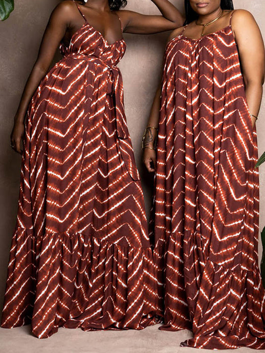 Women's Backless Print Sling Dress Dress