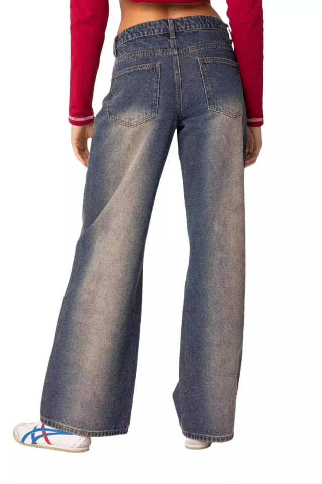 EDIKTED Raelynn Washed Low Rise Jeans | Dress In Beauty