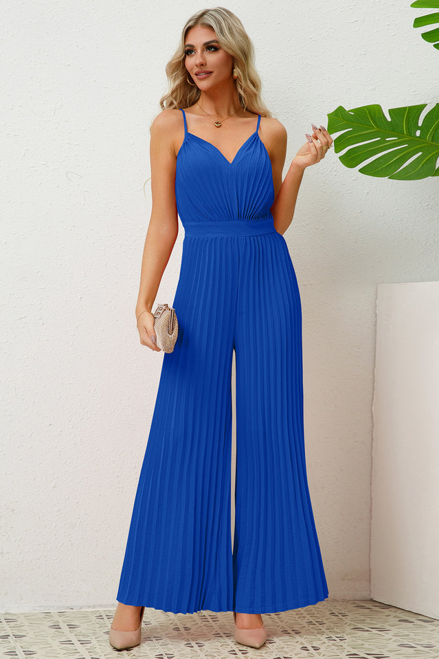 V Neck Pleated Jumpsuit | Dress In Beauty