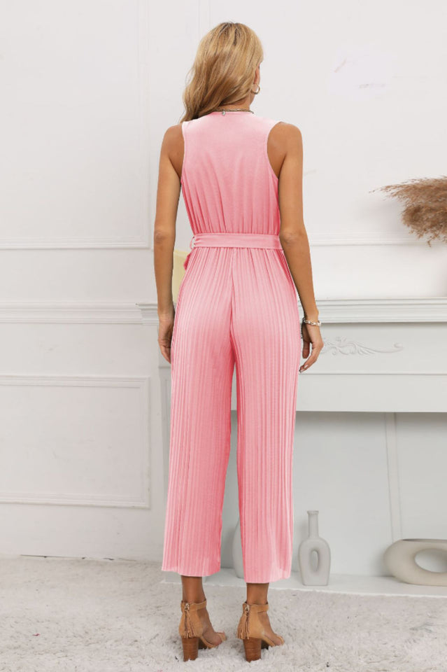 Calf Length Pleated Ruffled Jumpsuit | Dress In Beauty