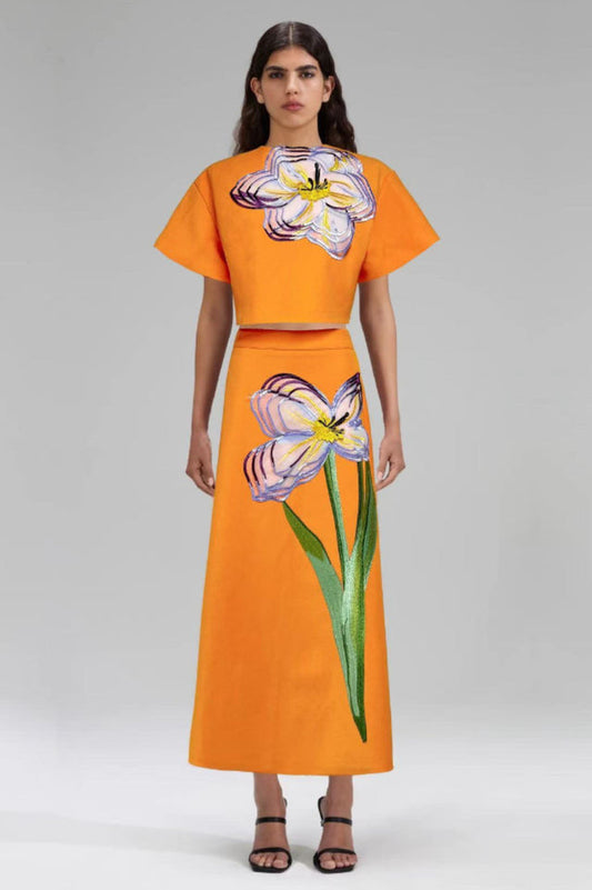 Angelica Floral Applique Skirt Set | Dress In Beauty