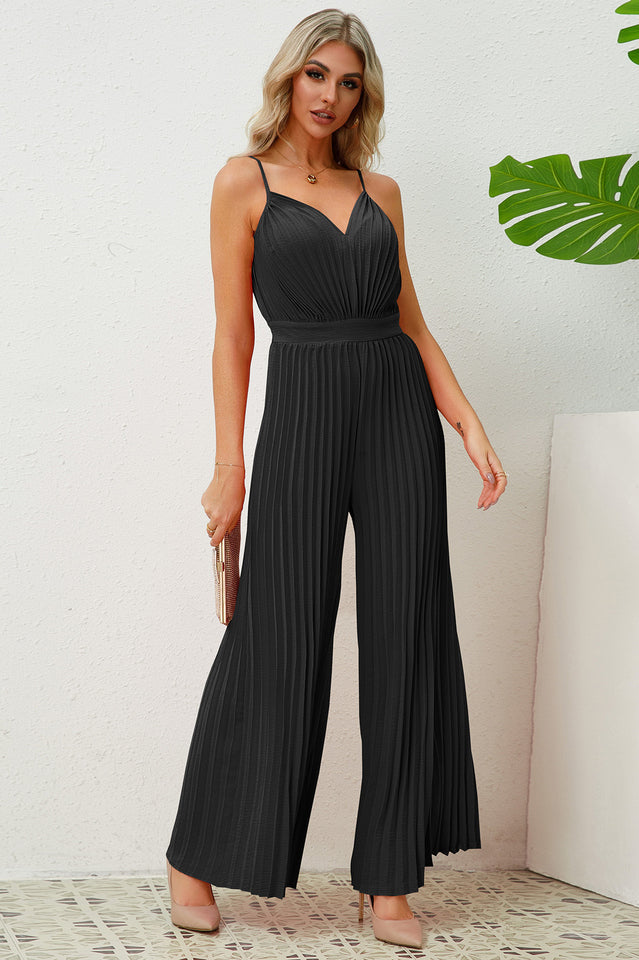 V Neck Pleated Jumpsuit | Dress In Beauty