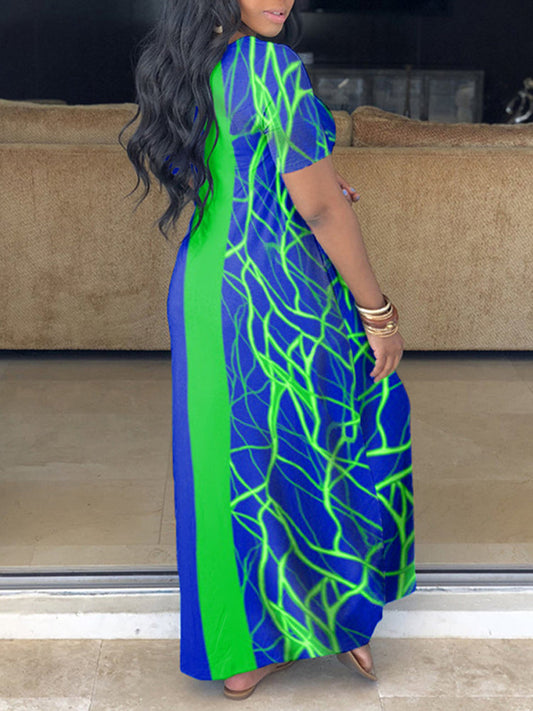 Women's Colorful Loose Printed Maxi Dress Dress