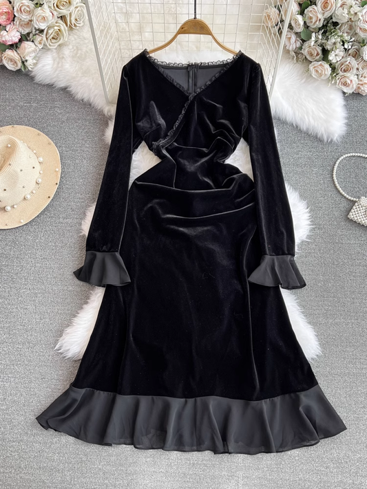 Women's Autumn and winter trumpet long Party Dresses