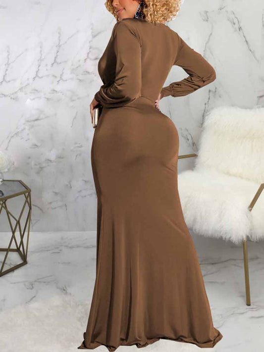 Women's V Neck Side Split Bodycon Dress Bodycon Dresses