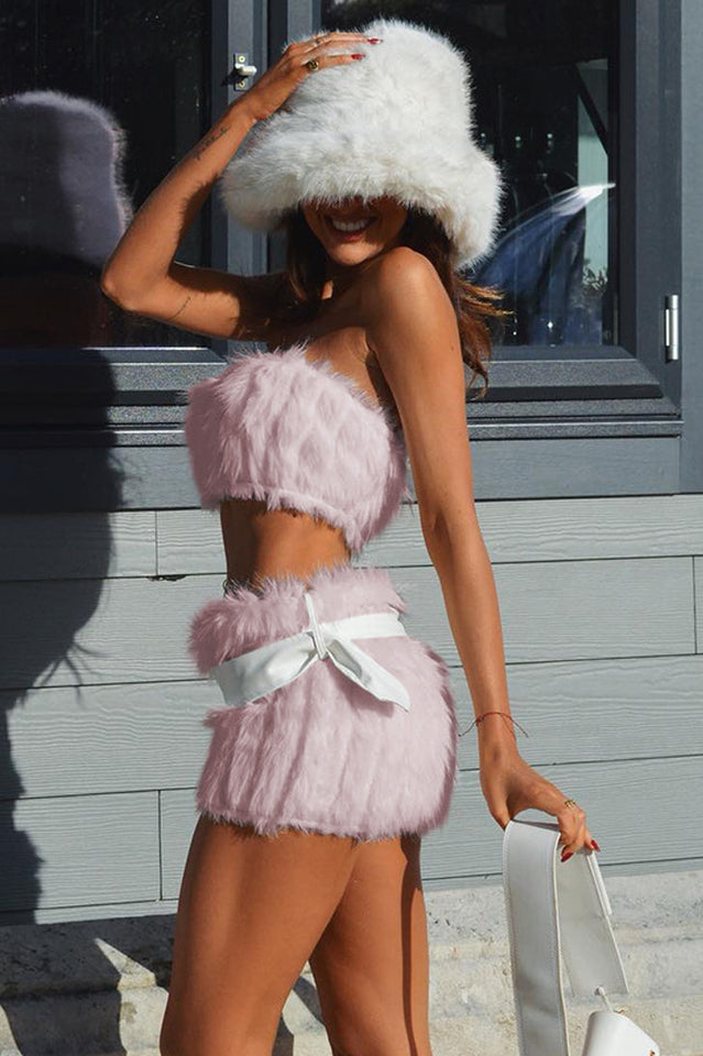 White Fur Skirt Set | Dress In Beauty