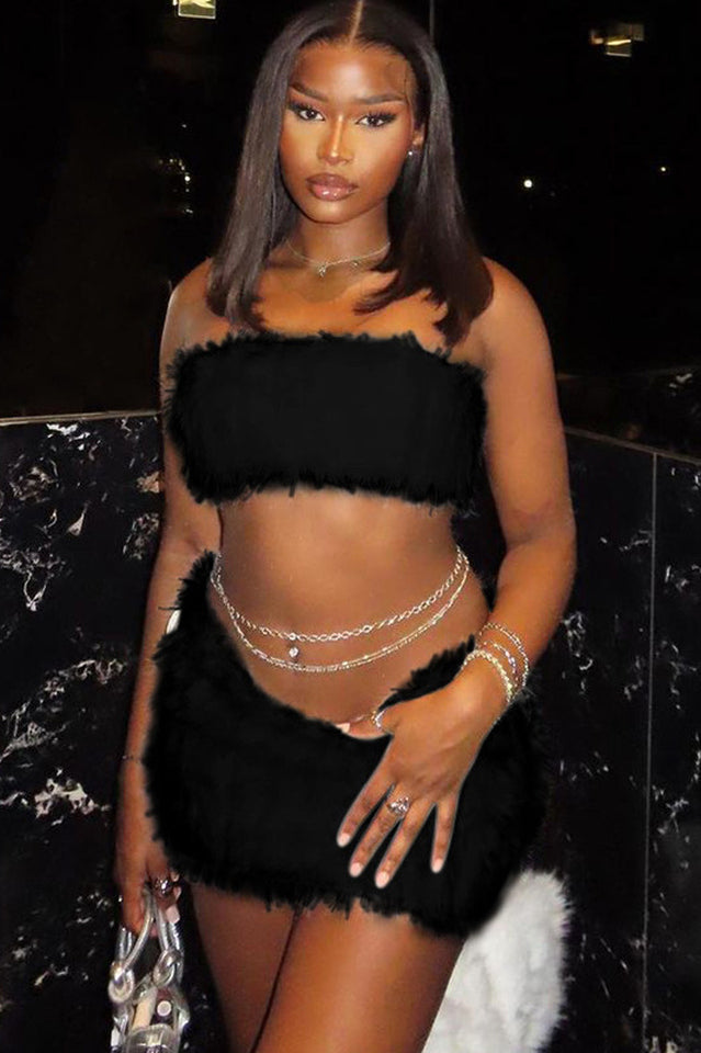 White Fur Skirt Set | Dress In Beauty