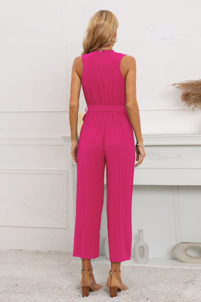 Calf Length Pleated Ruffled Jumpsuit | Dress In Beauty