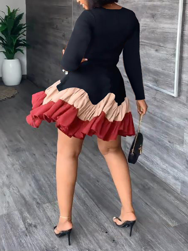 Women's nan Mini Dresses Black Red 2XL