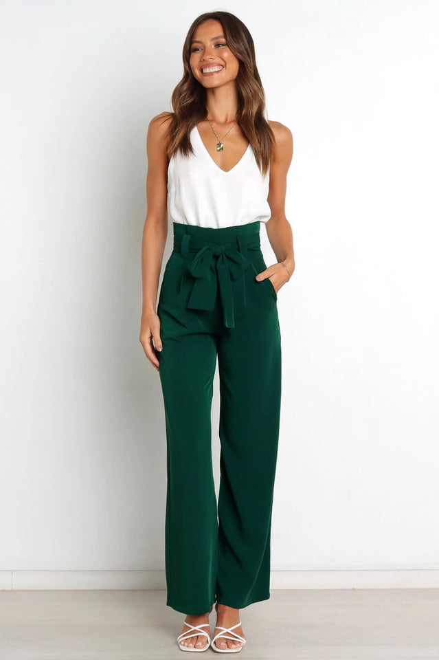 High Waist Belted Straight Leg Pants | Dress In Beauty