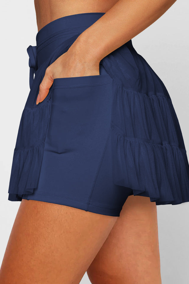 High Waist Plain Mesh Skort | Dress In Beauty