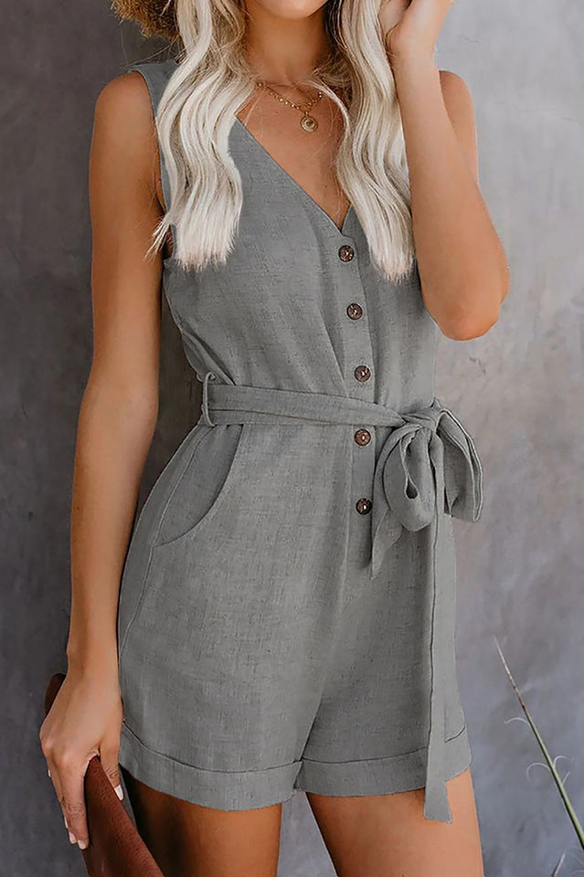Front Tie Knot Solid Romper | Dress In Beauty