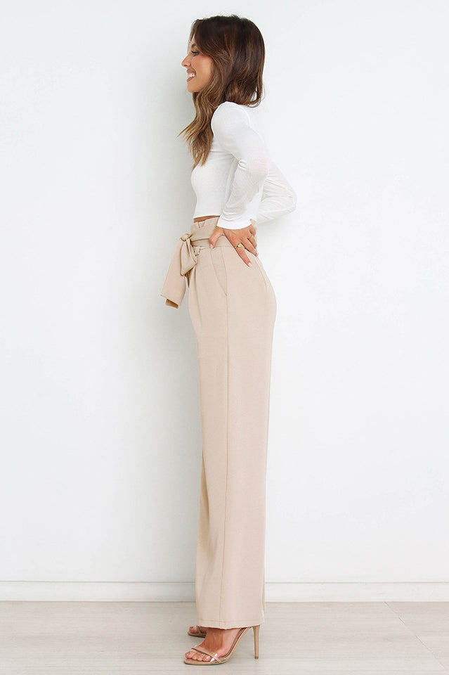 High Waist Belted Straight Leg Pants | Dress In Beauty