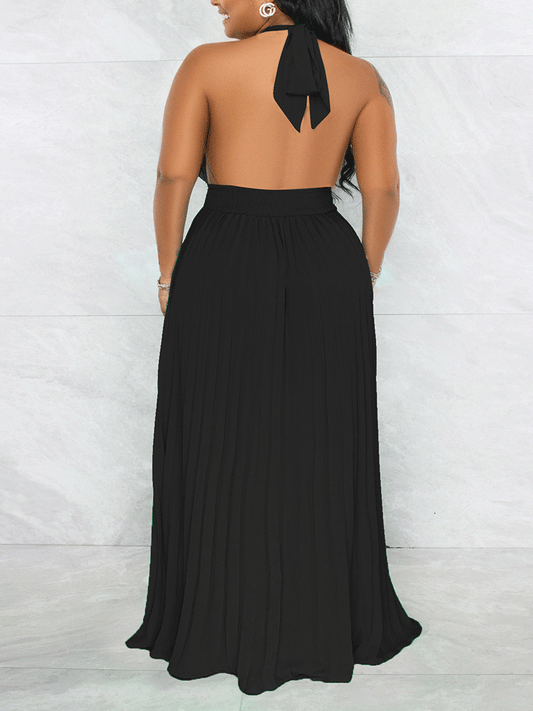 Women's Halter Sleeveless Chiffon Maxi Dress Dress